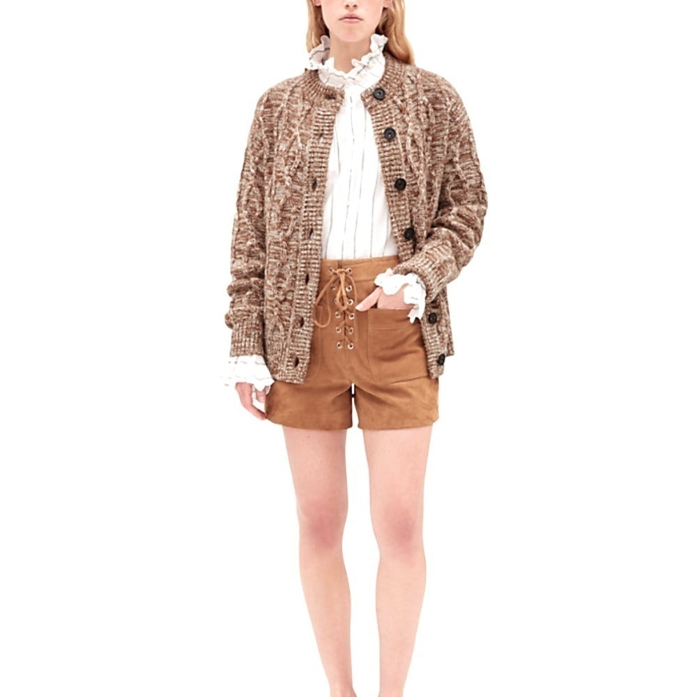 Intermix genuine leather camel lace up shorts size large